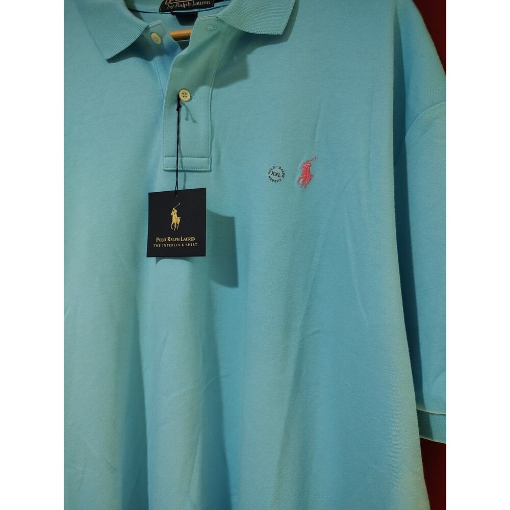 Men's Polo Ralph Lauren Polo Shirt Light Blue Interlock Short Sleeve Pony - XXL - Picture 2 of 5